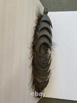 Papua New Guinea Sepik River Hand Carved Mask Shield Feathers Wall Hanging 27