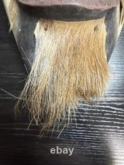 Papua New Guinea Sepik River Tribal Mask Hand Carved Wood with Animal Hair 12