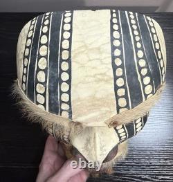 Papua New Guinea Sepik River Tribal Mask Hand Carved Wood with Animal Hair 12