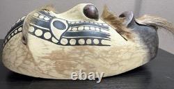 Papua New Guinea Sepik River Tribal Mask Hand Carved Wood with Animal Hair 12