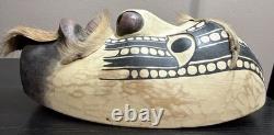Papua New Guinea Sepik River Tribal Mask Hand Carved Wood with Animal Hair 12