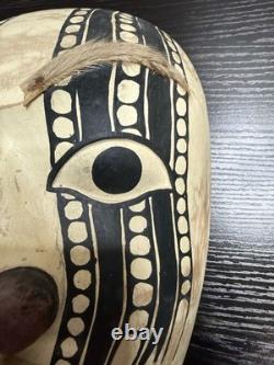 Papua New Guinea Sepik River Tribal Mask Hand Carved Wood with Animal Hair 12