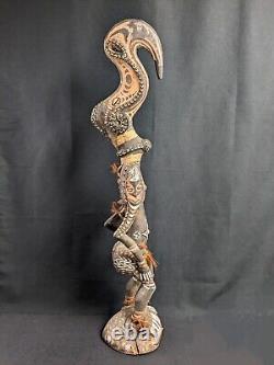 Papua New Guinea Sepik Sculpture Tribal Spirit Figure Polychrome Vintage Antique