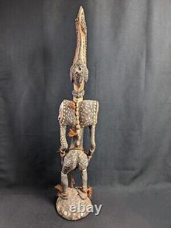 Papua New Guinea Sepik Sculpture Tribal Spirit Figure Polychrome Vintage Antique