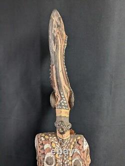 Papua New Guinea Sepik Sculpture Tribal Spirit Figure Polychrome Vintage Antique