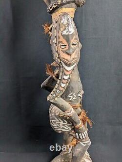 Papua New Guinea Sepik Sculpture Tribal Spirit Figure Polychrome Vintage Antique