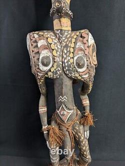 Papua New Guinea Sepik Sculpture Tribal Spirit Figure Polychrome Vintage Antique