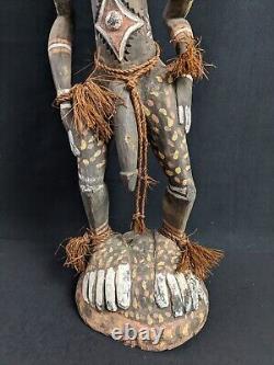 Papua New Guinea Sepik Sculpture Tribal Spirit Figure Polychrome Vintage Antique