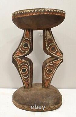 Papua New Guinea Stool Abelam Tribe Clan Symbols