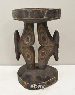 Papua New Guinea Stool Double Face Abelam Tribe Clan Symbols