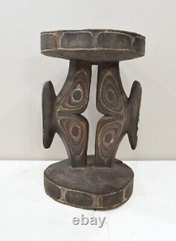 Papua New Guinea Stool Double Face Abelam Tribe Clan Symbols