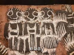 Papua New Guinea Story Board. Kambot Village, crocodile canoe & spirit house