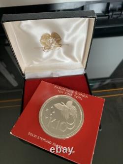 Papua New Guinea Ten 10 Kina 1976 Silver Proof Coin Franklin Mint 41.6 gr SILVER