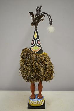Papua New Guinea Tolai People Duk Duk Statue Male Female Feathers