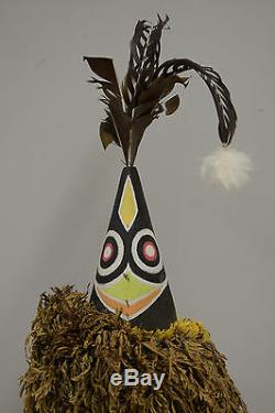 Papua New Guinea Tolai People Duk Duk Statue Male Female Feathers