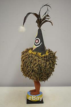 Papua New Guinea Tolai People Duk Duk Statue Male Female Feathers