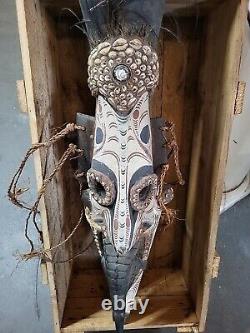 Papua New Guinea Tribal Ritual Carved Wooden Spirit Mask Old 70s Pacific Art