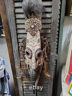 Papua New Guinea Tribal Ritual Carved Wooden Spirit Mask Old 70s Pacific Art