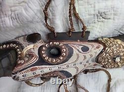 Papua New Guinea Tribal Ritual Carved Wooden Spirit Mask Old 70s Pacific Art