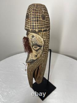 Papua New Guinea Tribal Wooden Mask Hand-Carved with Pigments and Fiber 20