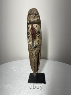 Papua New Guinea Tribal Wooden Mask Hand-Carved with Pigments and Fiber 20