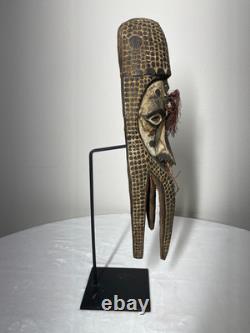 Papua New Guinea Tribal Wooden Mask Hand-Carved with Pigments and Fiber 20