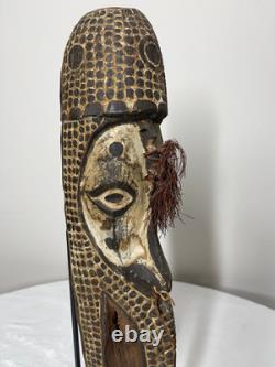 Papua New Guinea Tribal Wooden Mask Hand-Carved with Pigments and Fiber 20