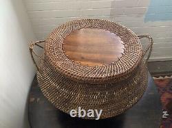 Papua new guinea Hand Woven Table, Basket, Secret Storage. Unique Beautiful