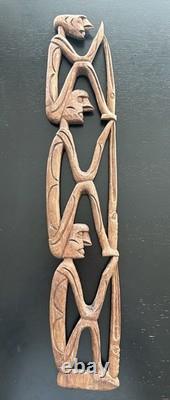 RARE 28 Papua New Guinea Asmat Tribe Wood Carved Bis Pole Sculpture