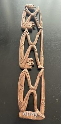 RARE 28 Papua New Guinea Asmat Tribe Wood Carved Bis Pole Sculpture