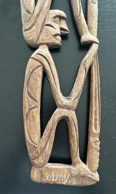 RARE 28 Papua New Guinea Asmat Tribe Wood Carved Bis Pole Sculpture