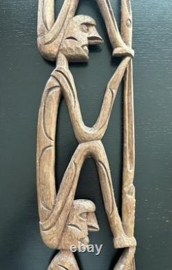 RARE 28 Papua New Guinea Asmat Tribe Wood Carved Bis Pole Sculpture