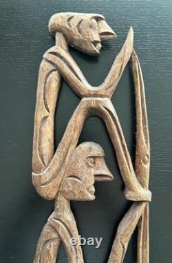 RARE 28 Papua New Guinea Asmat Tribe Wood Carved Bis Pole Sculpture