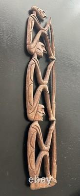 RARE 28 Papua New Guinea Asmat Tribe Wood Carved Bis Pole Sculpture