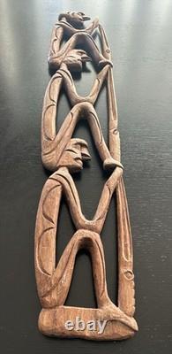 RARE 28 Papua New Guinea Asmat Tribe Wood Carved Bis Pole Sculpture