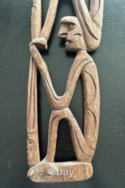 RARE 28 Papua New Guinea Asmat Tribe Wood Carved Bis Pole Sculpture