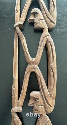 RARE 28 Papua New Guinea Asmat Tribe Wood Carved Bis Pole Sculpture