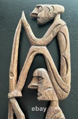 RARE 28 Papua New Guinea Asmat Tribe Wood Carved Bis Pole Sculpture