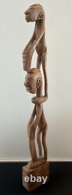 RARE 33 Papua New Guinea Asmat Tribe Wood Carved Bis Pole Sculpture Statue