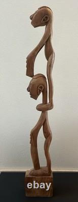 RARE 33 Papua New Guinea Asmat Tribe Wood Carved Bis Pole Sculpture Statue