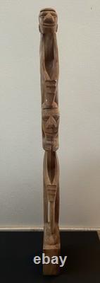 RARE 33 Papua New Guinea Asmat Tribe Wood Carved Bis Pole Sculpture Statue