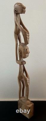 RARE 33 Papua New Guinea Asmat Tribe Wood Carved Bis Pole Sculpture Statue