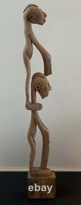 RARE 33 Papua New Guinea Asmat Tribe Wood Carved Bis Pole Sculpture Statue
