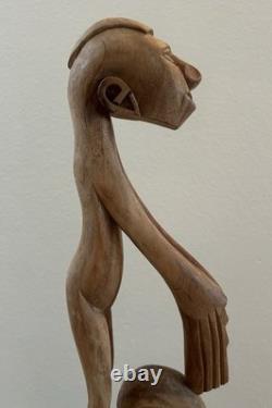 RARE 33 Papua New Guinea Asmat Tribe Wood Carved Bis Pole Sculpture Statue