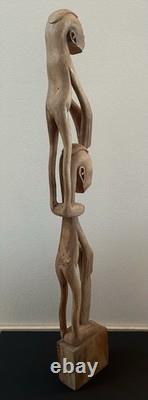 RARE 33 Papua New Guinea Asmat Tribe Wood Carved Bis Pole Sculpture Statue