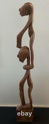 RARE 33 Papua New Guinea Asmat Tribe Wood Carved Bis Pole Sculpture Statue