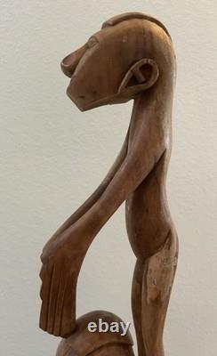 RARE 33 Papua New Guinea Asmat Tribe Wood Carved Bis Pole Sculpture Statue