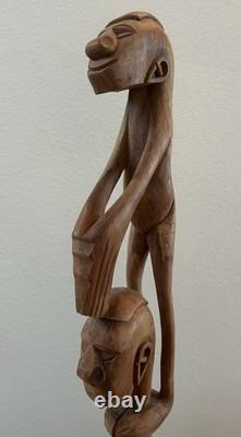 RARE 33 Papua New Guinea Asmat Tribe Wood Carved Bis Pole Sculpture Statue
