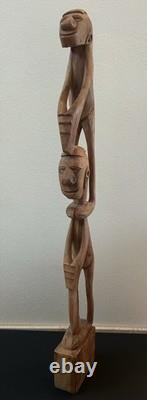 RARE 33 Papua New Guinea Asmat Tribe Wood Carved Bis Pole Sculpture Statue