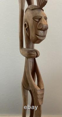 RARE 33 Papua New Guinea Asmat Tribe Wood Carved Bis Pole Sculpture Statue